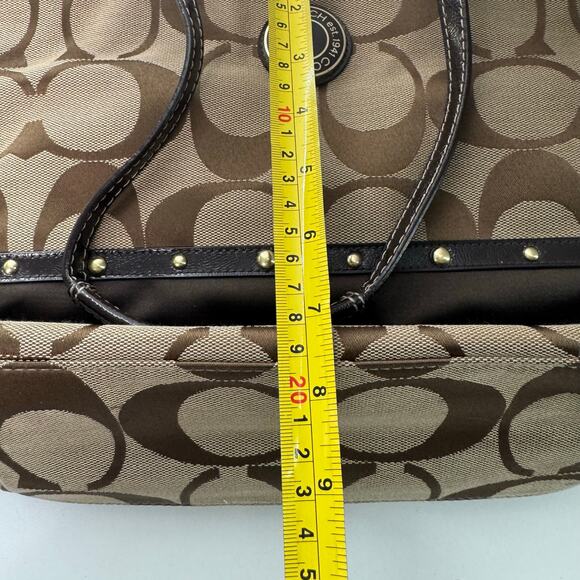 Y2K COACH Signature Stripe Studded Tote Handbag Monogram No G1220-F20014 READ - Picture 11 of 12